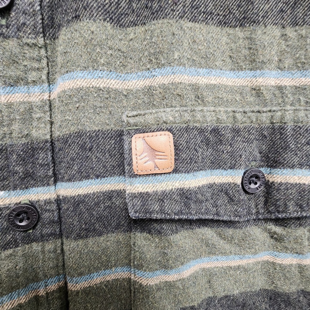 Hippy Tree Flannel Nomad Division Shirt Men Large (Fits Slim) Green Plaid Cotton - Picture 4 of 11